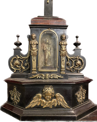 Reliquary - Relics : S. Crucis / True Cross. 12 Apostles & More style Baroque - Style en Wood / Brass / Glass, Germany 18 th century ( Anno 1750 )