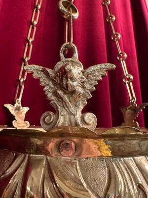 Sanctuary Lamp style Baroque - Style en Brass / Bronze / Polished and Varnished, Belgium  19 th century ( Anno 1825 )