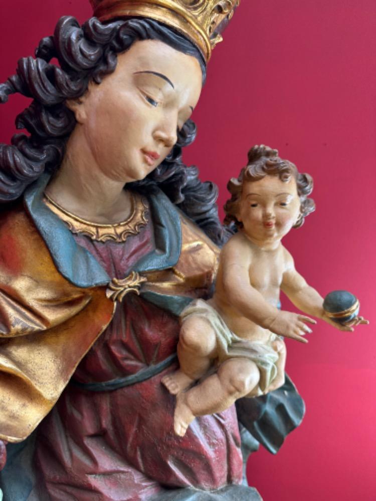 1 Baroque - Style Sculpture Madonna & Child With Matching Pedestal Measures Without Pedestal.