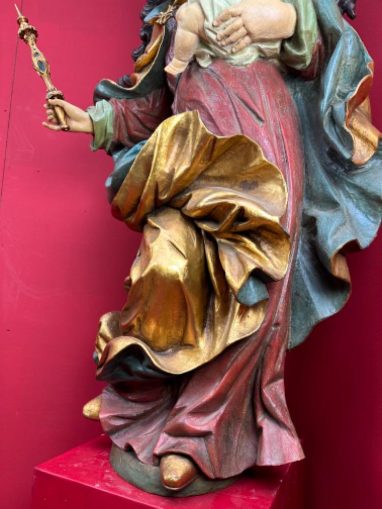 1 Baroque - Style Sculpture Madonna & Child With Matching Pedestal Measures Without Pedestal.