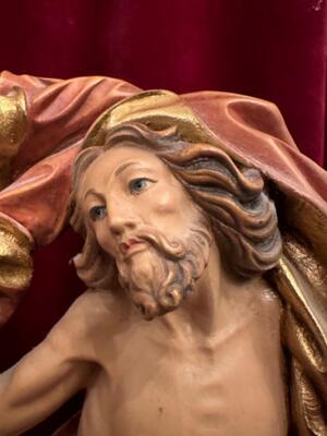 Sculpture Risen Christ  style Baroque - Style en Hand - Carved Wood Polychrome , Italy  20 th century