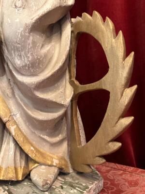 Sculpture St. Catherine Of Alexandria style Baroque - Style en Hand - Carved Wood , Belgium  18 th century ( Anno 1785 )