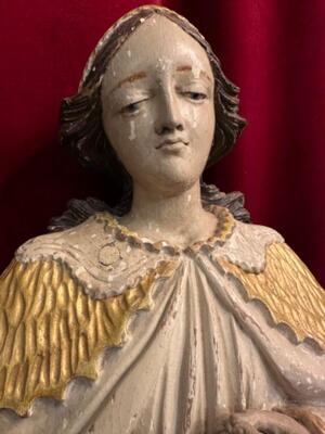 Sculpture St. Catherine Of Alexandria style Baroque - Style en Hand - Carved Wood , Belgium  18 th century ( Anno 1785 )