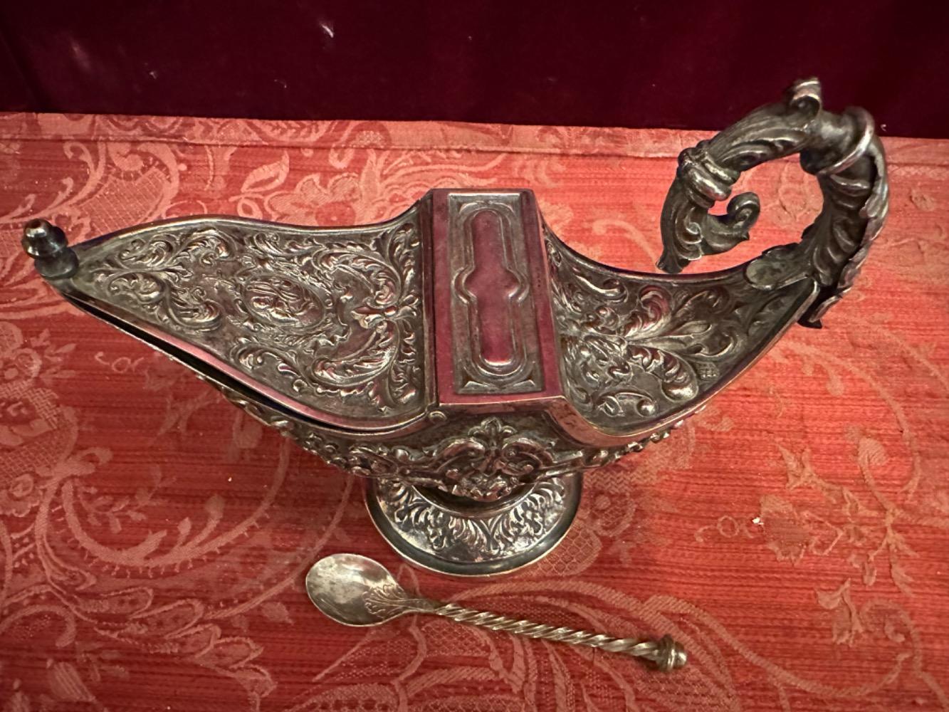 1 Baroque - Style Silver Boat With Spoon