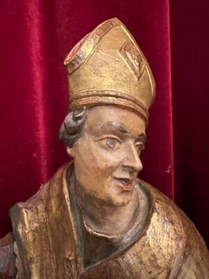 St. Ambrosius Sculpture  style Baroque - Style en Hand - Carved Wood , Southern Germany 19 th century