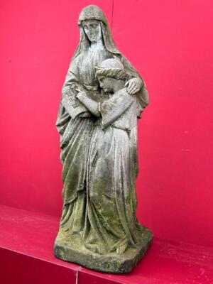 St. Anne Sculpture style Baroque - Style en Hand - Carved Sandstone, Slovakia 19 th century