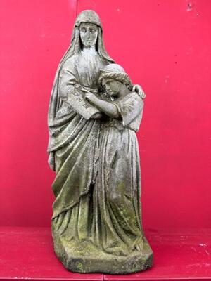 St. Anne Sculpture style Baroque - Style en Hand - Carved Sandstone, Slovakia 19 th century