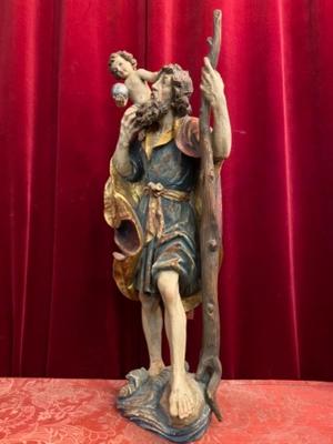 St. Christophorus  style BAROQUE-STYLE en Carved Wood , Southern Germany 20th Century