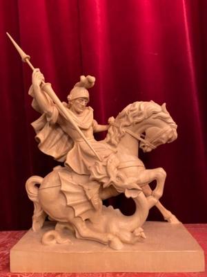 St. George Sculpture  style BAROQUE-STYLE en Fully Hand - Carved Wood, Southern Germany 20 th century