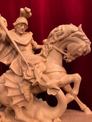 St. George Sculpture  style BAROQUE-STYLE en Fully Hand - Carved Wood, Southern Germany 20 th century