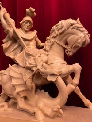 St. George Sculpture  style BAROQUE-STYLE en Fully Hand - Carved Wood, Southern Germany 20 th century