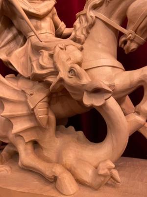 St. George Sculpture  style BAROQUE-STYLE en Fully Hand - Carved Wood, Southern Germany 20 th century