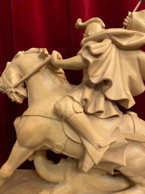 St. George Sculpture  style BAROQUE-STYLE en Fully Hand - Carved Wood, Southern Germany 20 th century