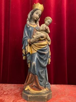 St. Mary & Child style BAROQUE-STYLE en Carved Wood , Southern Germany 20th Century