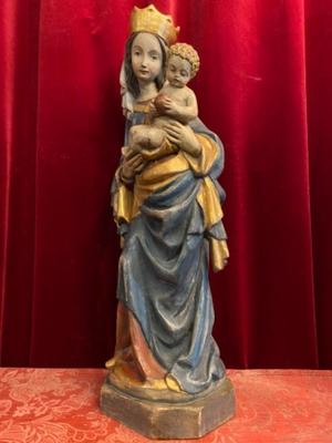 St. Mary & Child style BAROQUE-STYLE en Carved Wood , Southern Germany 20th Century