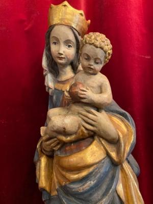 St. Mary & Child style BAROQUE-STYLE en Carved Wood , Southern Germany 20th Century