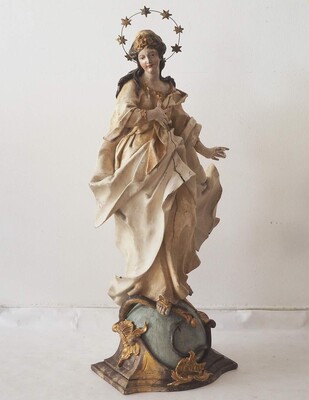 St. Mary Immaculatae Conceptionis. style Baroque - Style en Hand - Carved Wood , Southern Germany 18 th century