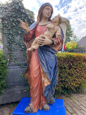 St. Mary With Child style Baroque - Style en Hand - Carved Wood , Flemish - Belgium 18 th century ( Anno 1780 )