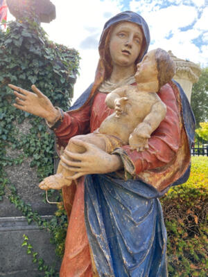 St. Mary With Child style Baroque - Style en Hand - Carved Wood , Flemish - Belgium 18 th century ( Anno 1780 )