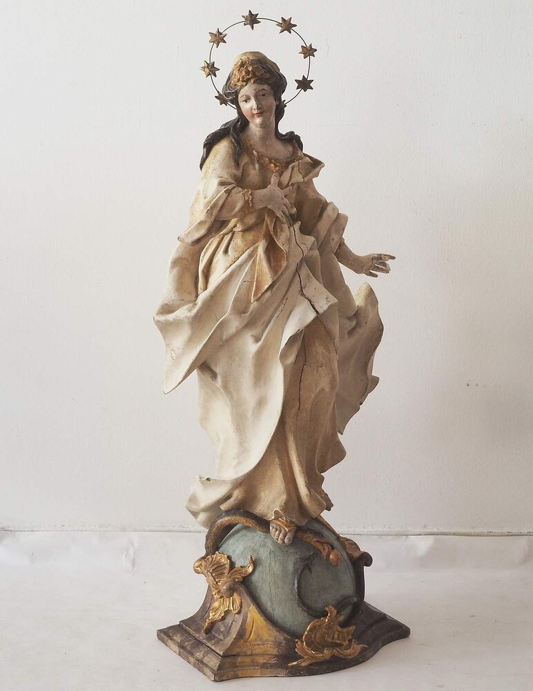 1 Baroque - Style St. Mary With Child Sculpture.