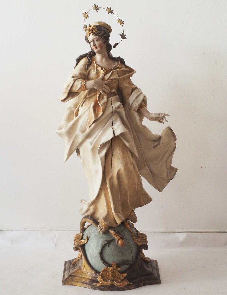 1 Baroque - Style St. Mary With Child Sculpture.