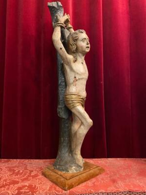 St. Sebastian Sculpture style Baroque - Style en Hand - Carved Wood , Flemish - Belgium 18 th century ( Anno 1750 )