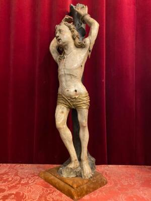 St. Sebastian Sculpture style Baroque - Style en Hand - Carved Wood , Flemish - Belgium 18 th century ( Anno 1750 )