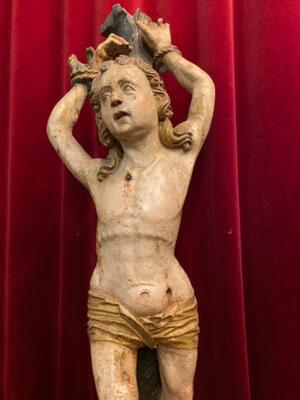 St. Sebastian Sculpture style Baroque - Style en Hand - Carved Wood , Flemish - Belgium 18 th century ( Anno 1750 )