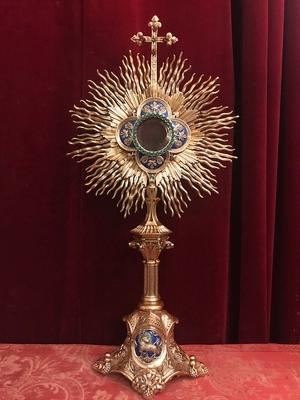 Thomas-Joseph-Armand Calliat-Monstrance Enamel style Baroque en full silver / enamelled / Stones / Polished / Varnished, France 19th century ( anno 1877 )