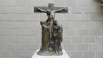 Calvary Group By Oscar Sinia. Weight : 18.50 Kgs ! en Bronze, Gent - Belgium 19th century