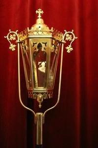 Canopy - Lantern en Brass / Bronze / Polished and Varnished, Belgium 19th century