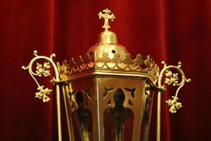 Canopy - Lantern en Brass / Bronze / Polished and Varnished, Belgium 19th century