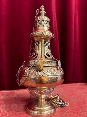 Censer en Brass / Bronze / Polished and Varnished, Belgium  19 th century ( Anno 1865 )