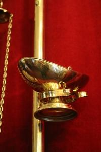Censor Stand Complete en Brass / Bronze / Polished / New Varnished, Belgium 19th century
