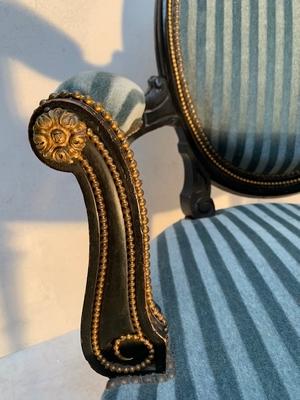 Chair en Wood / Bleu Velvet, France 19th century