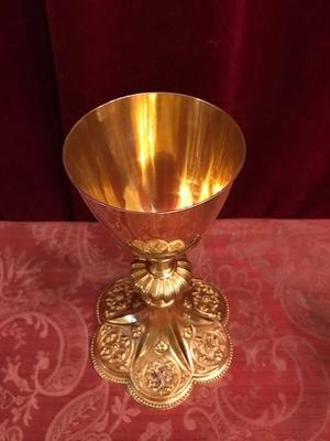 Chalice en Full Brass / Polished and Varnished / Enamell, France 19th century