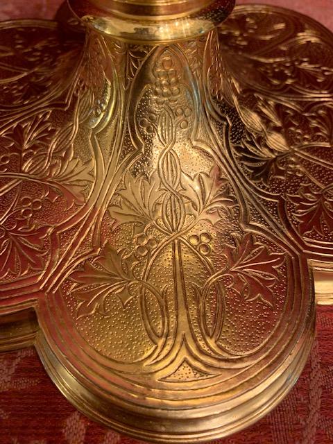 1  Chalice Brass Gilt Silver Cuppa With Original Case Spoon And Paten