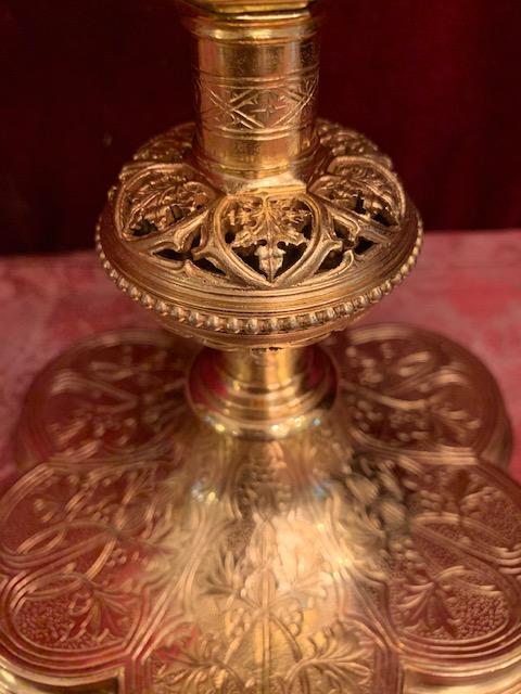 1  Chalice Brass Gilt Silver Cuppa With Original Case Spoon And Paten