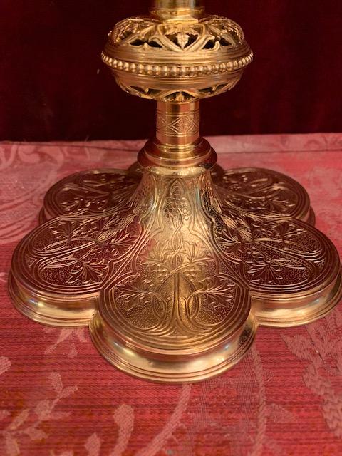 1  Chalice Brass Gilt Silver Cuppa With Original Case Spoon And Paten