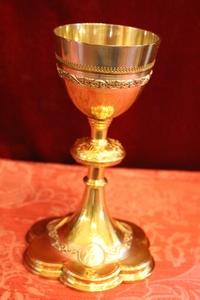 Chalice Full Silver en full silver Gilt, Belgium 19th century (anno 1900)