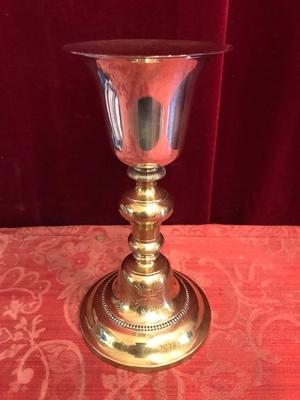 Chalice With Original Paten  en Cuppa Silver / Brass /  Bronze / Gilt, Italy 20th century