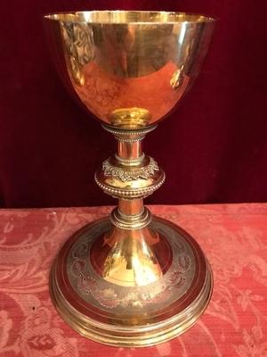 Chalice With Original Paten  All Silver en full silver / Gilt, France 19th century