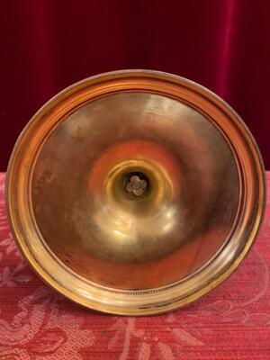 Chalice With Original Paten & Spoon. en Brass Gilt / Silver Cuppa, Belgium  19 th century