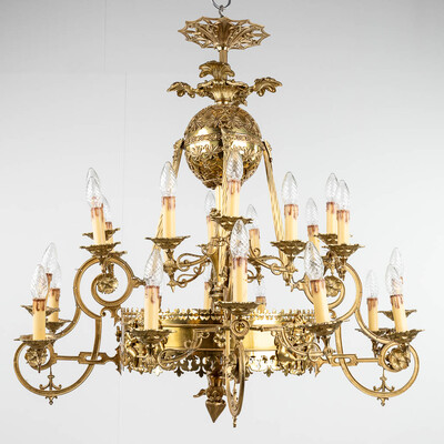 Chandelier  en Brass / Bronze , Belgium  19 th century