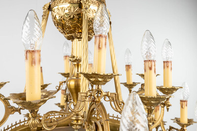 Chandelier  en Brass / Bronze , Belgium  19 th century