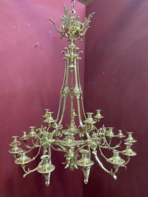 Chandelier en Brass / Polished / New Varnished, Dutch 19th century