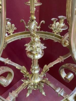 Chandelier en Brass / Polished / New Varnished, Dutch 19th century