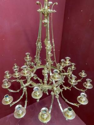 Chandelier en Brass / Polished / New Varnished, Dutch 19th century