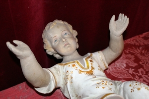 Child Jesus en plaster polychrome, Belgium 19th century