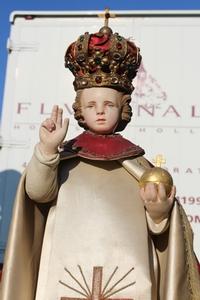 Child Jesus Of Praque Dressed en plaster polychrome, France 19th century